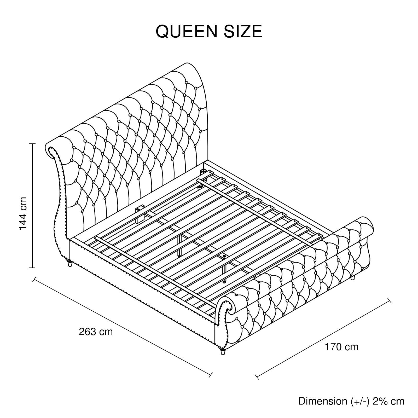 Bedzy Luxe Royal Sleigh Queen Size Bed Frame - Beige Velvet - Furniture > Bedroom - Bedzy Australia