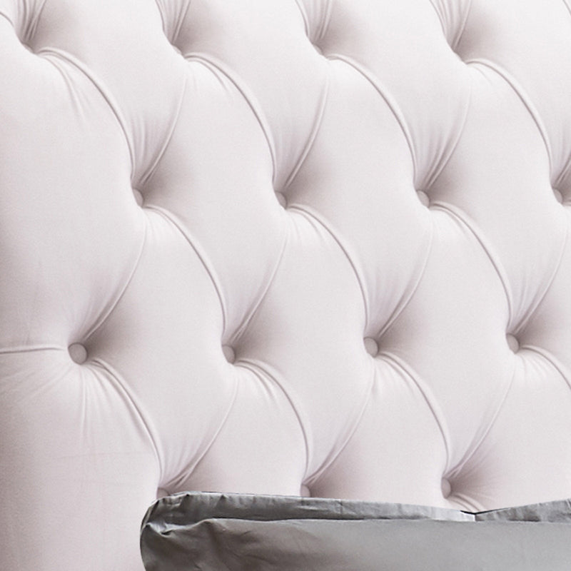 Bedzy Luxe Royal Sleigh Queen Size Bed Frame - Beige Velvet - Furniture > Bedroom - Bedzy Australia