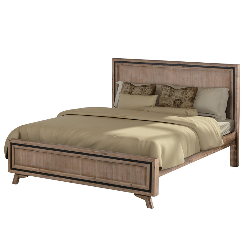 Bedzy Luxe Seashore King Size Bed Frame Acacia Wood Construction - Oak & Brushed Silver - Furniture > Bedroom - Bedzy Australia