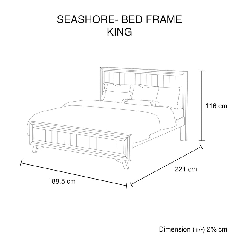 Bedzy Luxe Seashore King Size Bed Frame Acacia Wood Construction - Oak & Brushed Silver - Furniture > Bedroom - Bedzy Australia