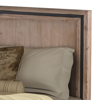 Bedzy Luxe Seashore King Size Bed Frame Acacia Wood Construction - Oak & Brushed Silver - Furniture > Bedroom - Bedzy Australia