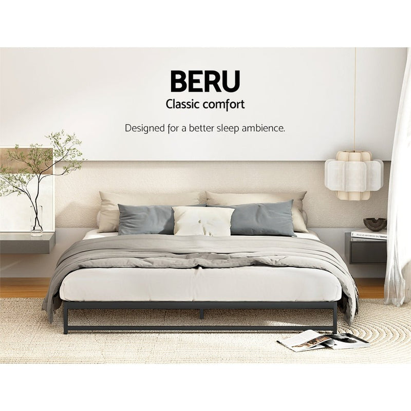 Beru Metal Queen Bed Base Black - Bedzy Australia (ABN 18 642 972 209) - Furniture > Bedroom - Cheap affordable bedroom furniture shop near me Australia