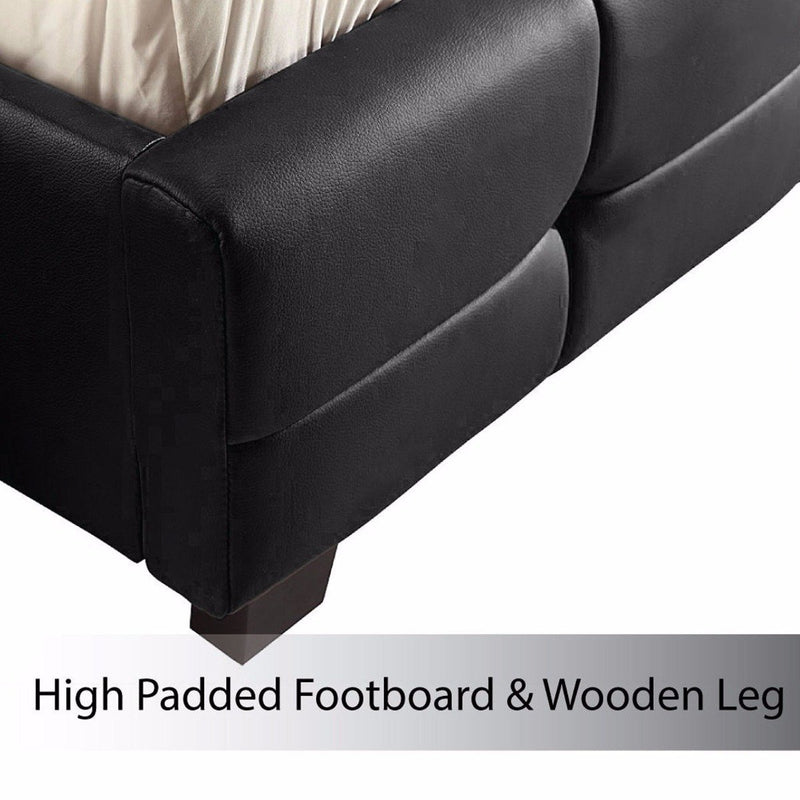 Bravo PU Leather Double Bed Frame Black - Bedzy Australia - Furniture > Bedroom