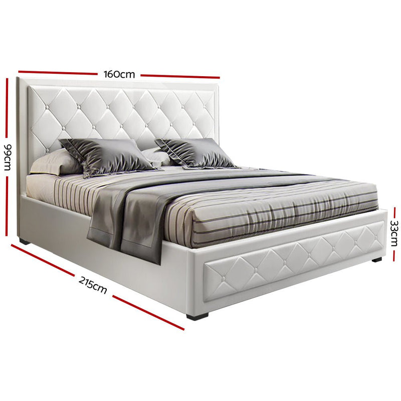 Bronte Storage Queen Bed Frame White - Bedzy Australia (ABN 18 642 972 209) -
