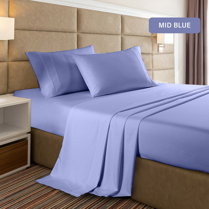 Casa Decor 2000 Thread Count Bamboo Cooling Sheet Set Ultra Soft Bedding Double Mid Blue - Bedzy Australia - Home & Garden > Bedding