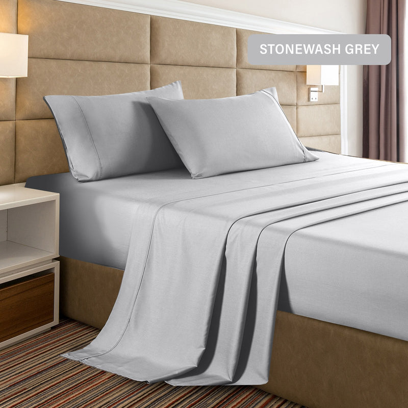 Casa Decor 2000 Thread Count Bamboo Cooling Sheet Set Ultra Soft Bedding Double Stonewash Grey - Bedzy Australia - Home & Garden > Bedding