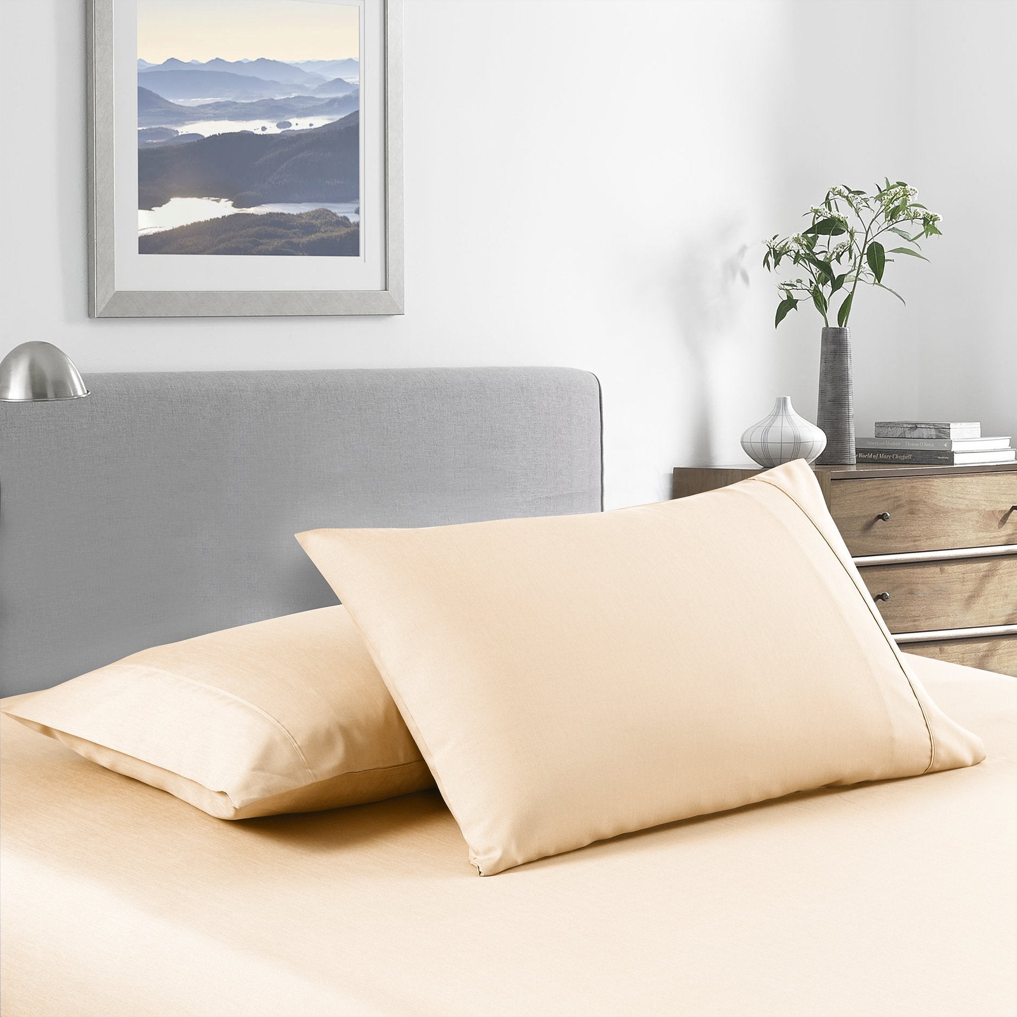 Casa Decor 2000 Thread Count Bamboo Cooling Sheet Set Ultra Soft Bedding King Oatmeal - Bedzy Australia