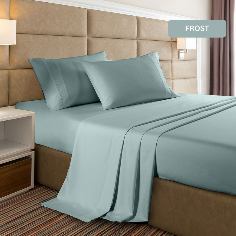 Casa Decor 2000 Thread Count Bamboo Cooling Sheet Set Ultra Soft Bedding King Single Frost - Bedzy Australia - Home & Garden > Bedding
