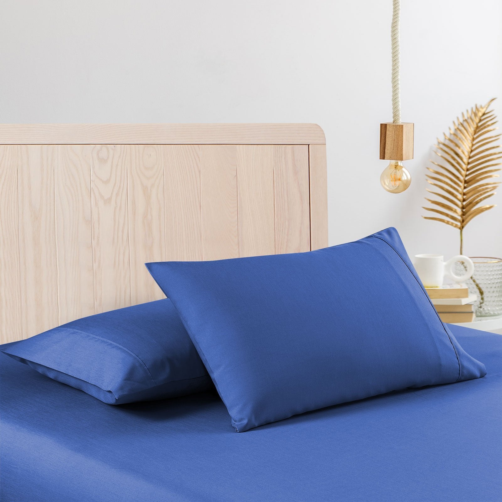 Casa Decor 2000 Thread Count Bamboo Cooling Sheet Set Ultra Soft Bedding King Single Royal Blue - Bedzy Australia