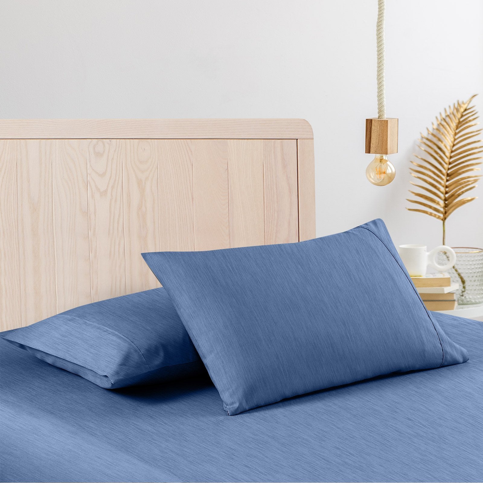 Casa Decor 2000 Thread Count Bamboo Cooling Sheet Set Ultra Soft Bedding Queen Denim - Bedzy Australia