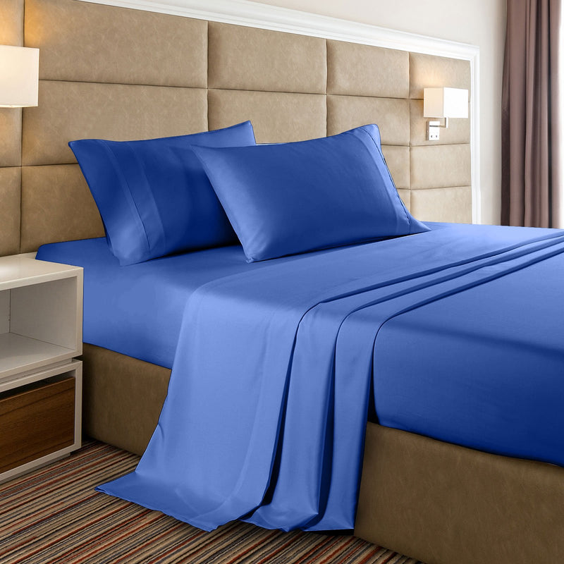 Casa Decor 2000 Thread Count Bamboo Cooling Sheet Set Ultra Soft Bedding Queen Royal Blue - Bedzy Australia - Home & Garden > Bedding