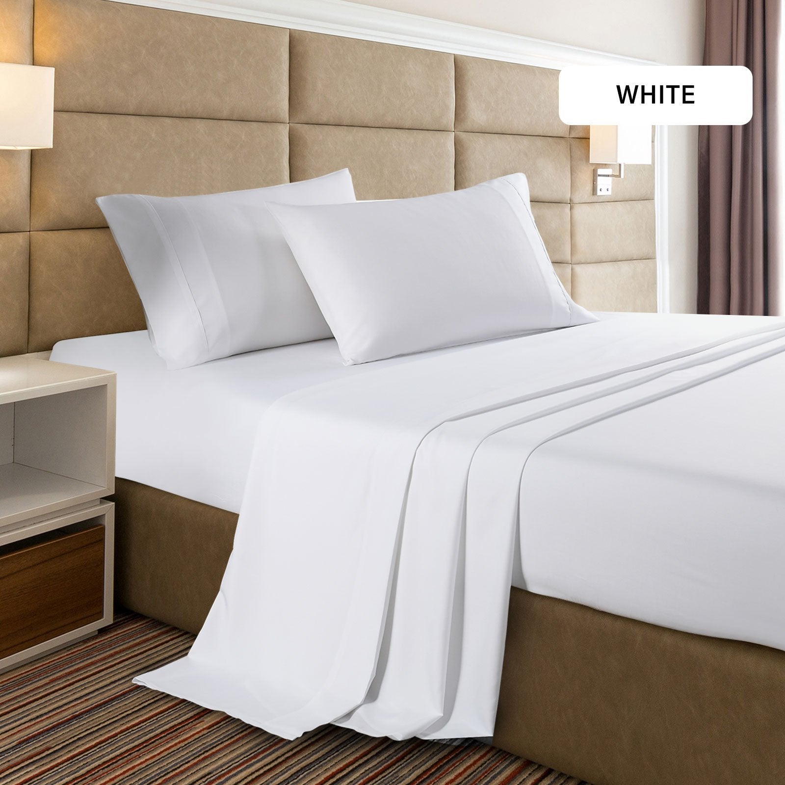 Casa Decor 2000 Thread Count Bamboo Cooling Sheet Set Ultra Soft Bedding Queen White - Bedzy Australia