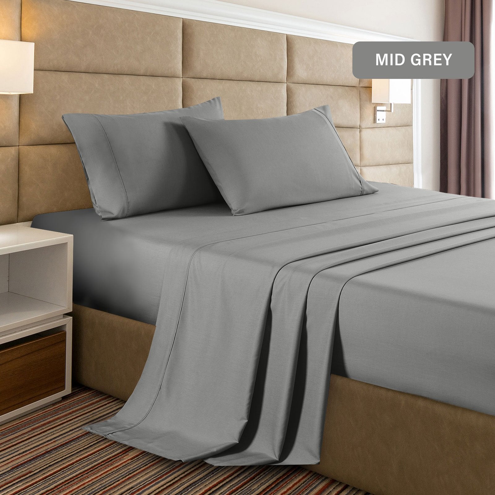 Casa Decor 2000 Thread Count Bamboo Cooling Sheet Set Ultra Soft Bedding Single Mid Grey - Bedzy Australia