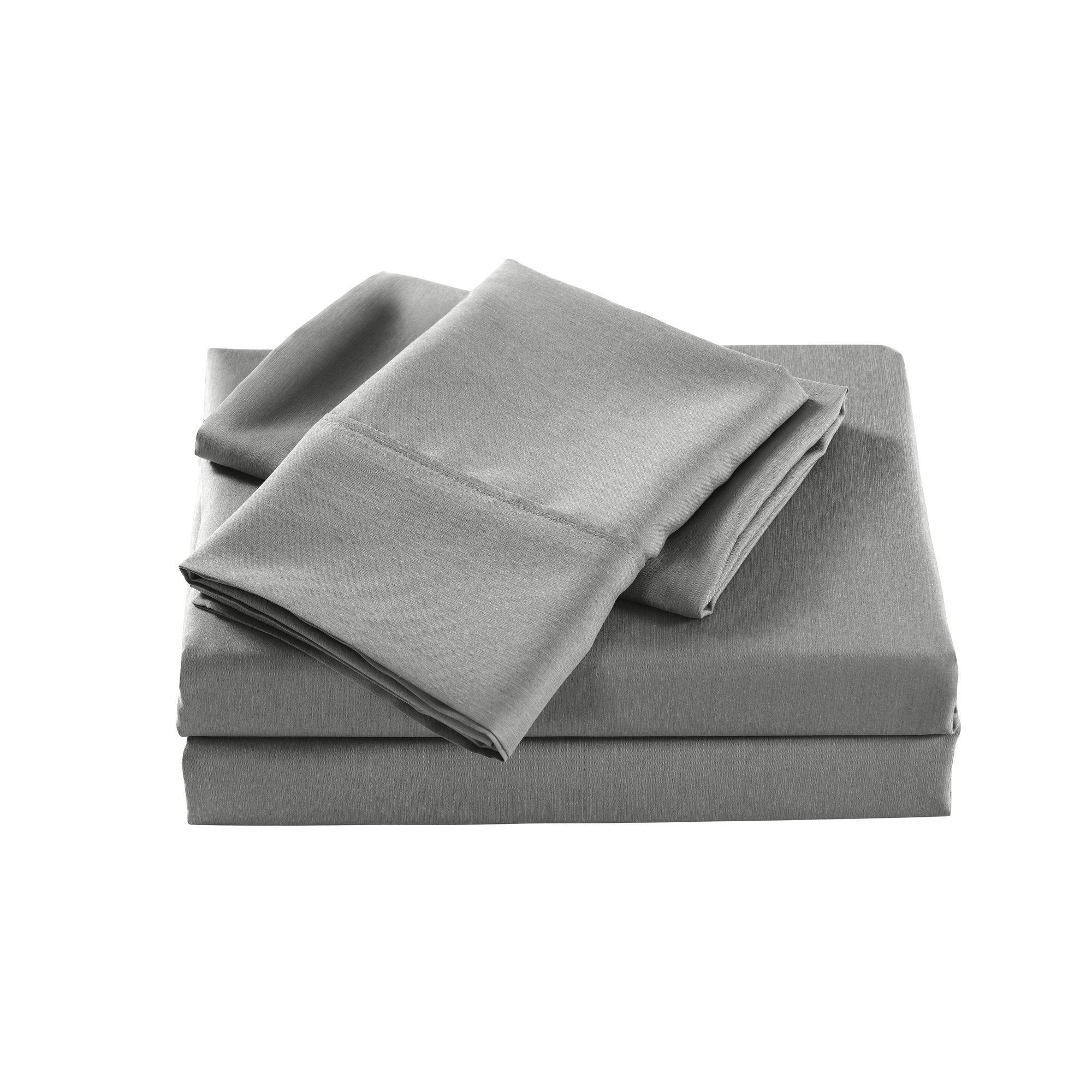 Casa Decor 2000 Thread Count Bamboo Cooling Sheet Set Ultra Soft Bedding Single Mid Grey - Bedzy Australia