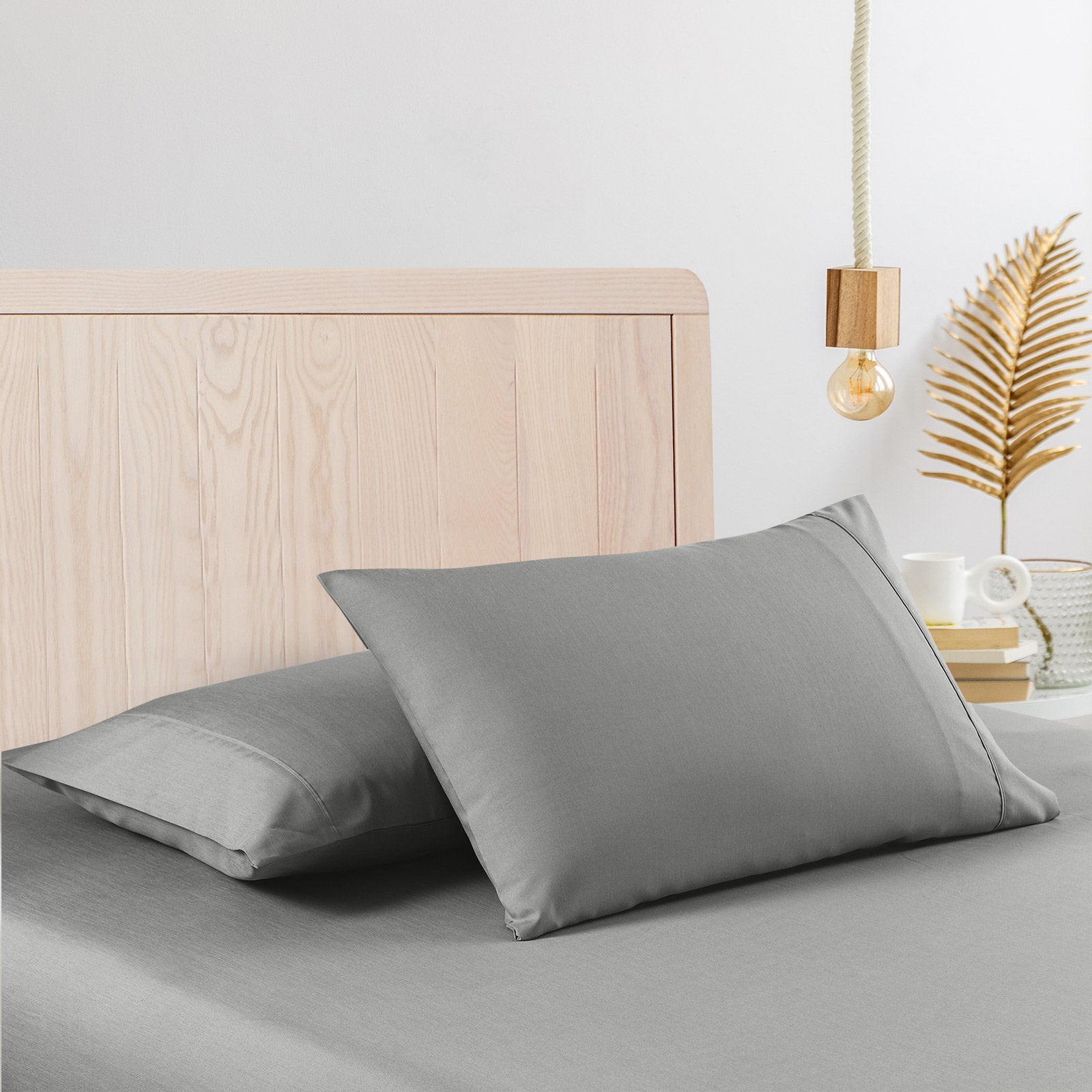 Casa Decor 2000 Thread Count Bamboo Cooling Sheet Set Ultra Soft Bedding Single Mid Grey - Bedzy Australia