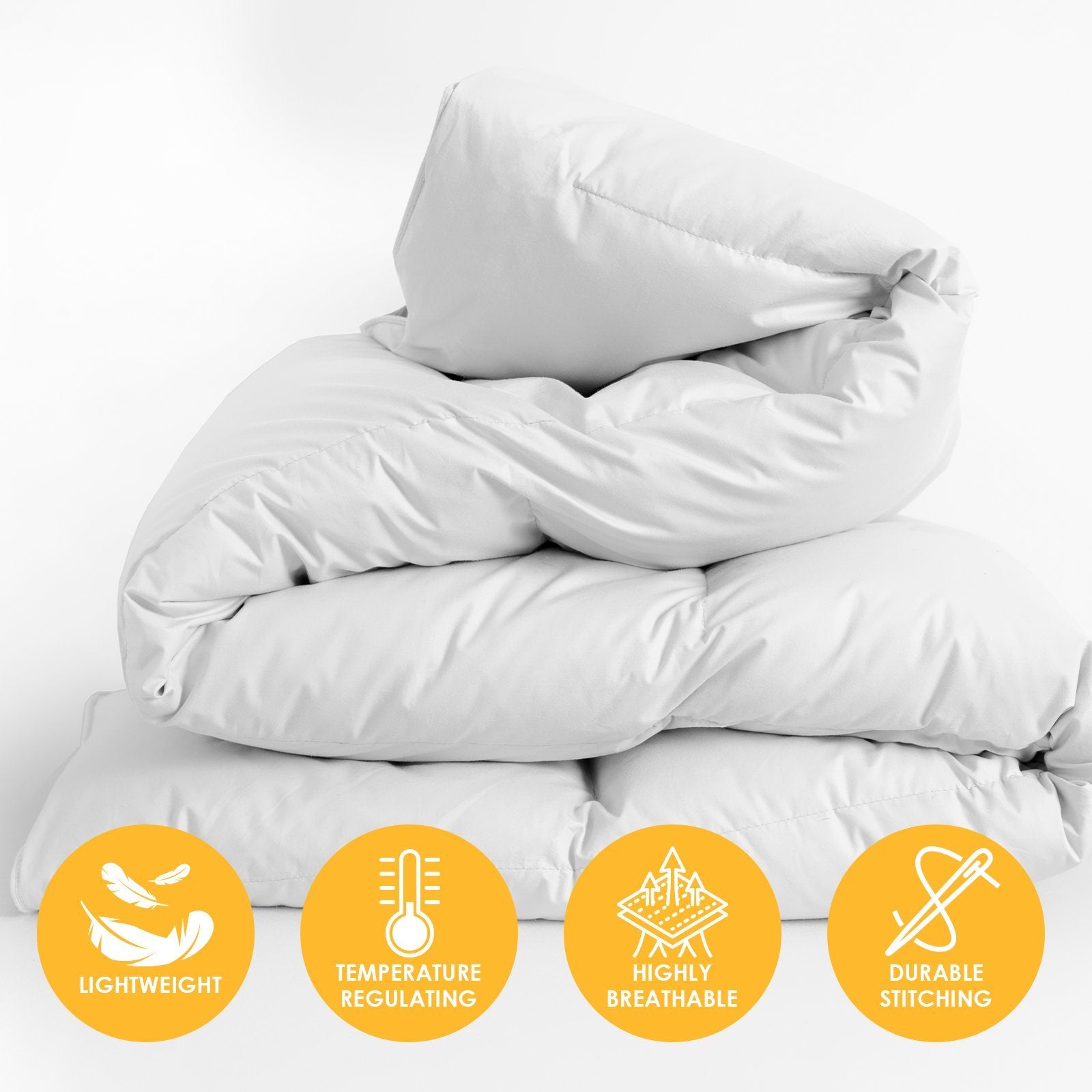 Casa Decor Silk Touch Quilt 360GSM All Seasons Antibacterial Hypoallergenic Single White - Bedzy Australia