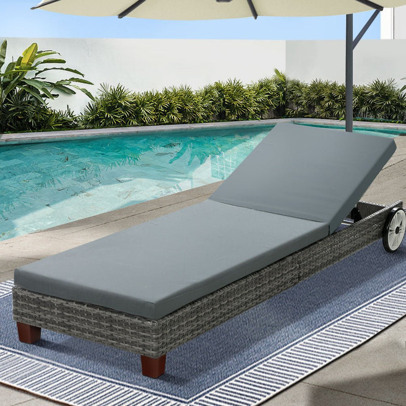 Cassidy Wicker Sun Lounge with Cushion Grey - Bedzy Australia (ABN 18 642 972 209) - Furniture > Outdoor - Cheap affordable bedroom furniture shop near me Australia