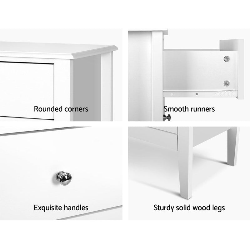 Chest of 3 Drawers Storage Cabinet White - Bedzy Australia