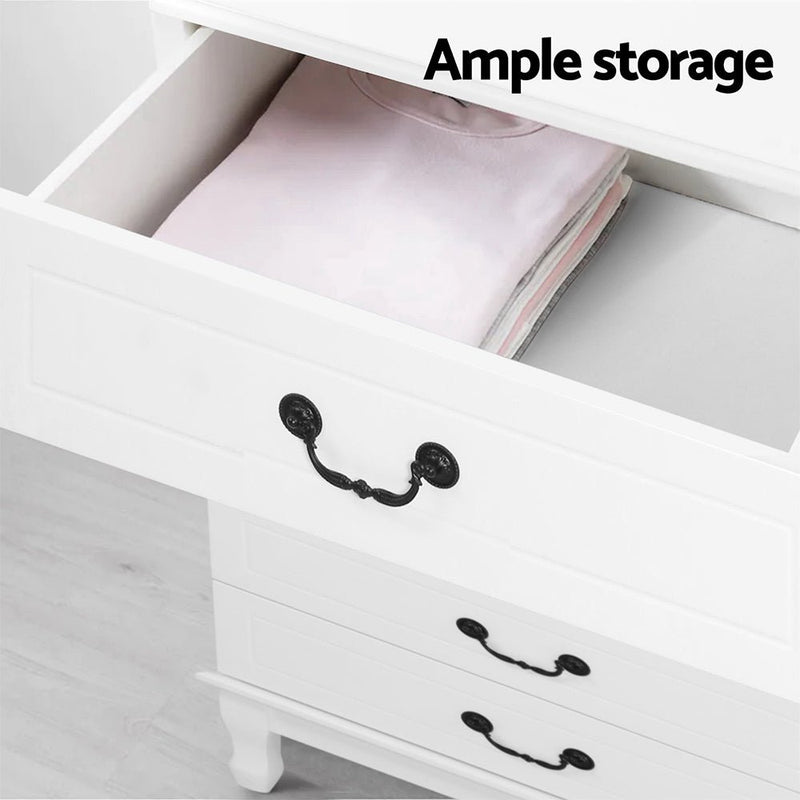 Chest of Drawers Dresser Table Lowboy Storage Cabinet White KUBI Bedroom - Bedzy Australia (ABN 18 642 972 209) - Furniture > Bedroom