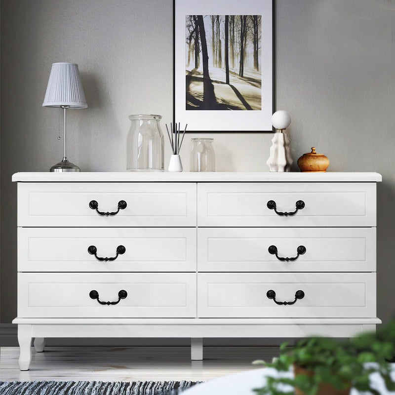 Chest of Drawers Dresser Table Lowboy Storage Cabinet White KUBI Bedroom - Bedzy Australia (ABN 18 642 972 209) - Furniture > Bedroom