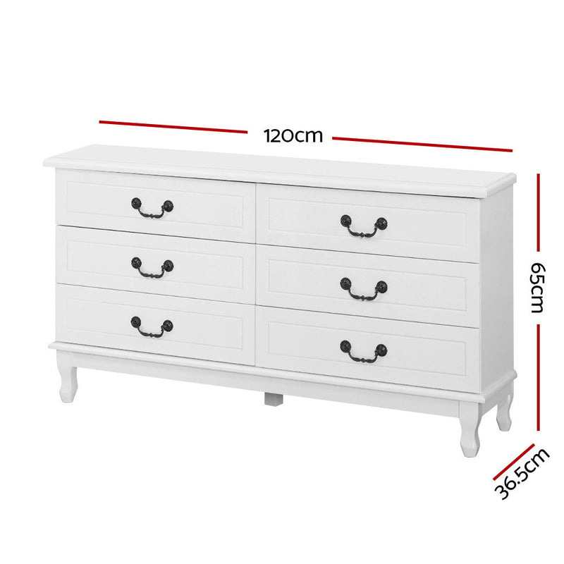 Chest of Drawers Dresser Table Lowboy Storage Cabinet White KUBI Bedroom - Bedzy Australia