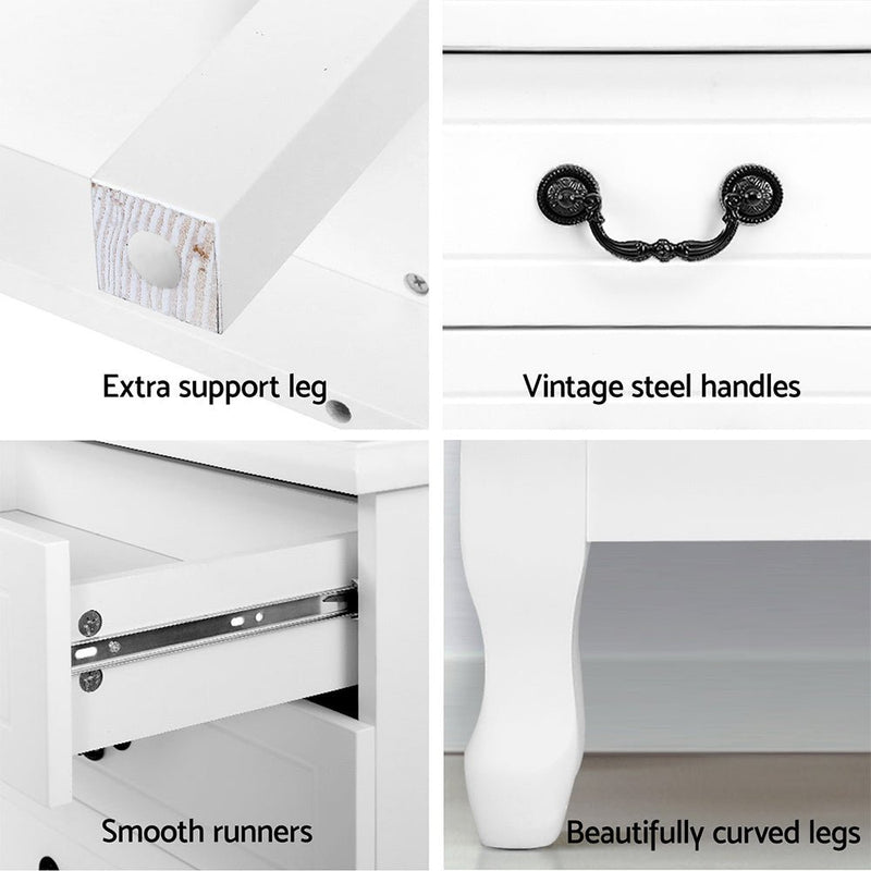 Chest of Drawers Dresser Table Lowboy Storage Cabinet White KUBI Bedroom - Bedzy Australia (ABN 18 642 972 209) - Furniture > Bedroom