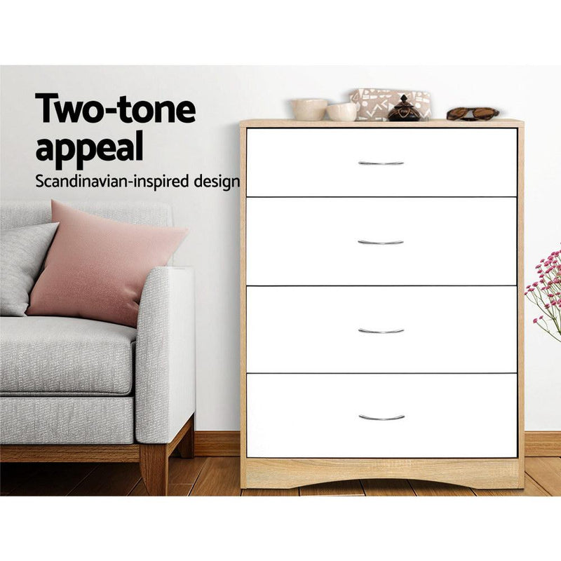 Chest of Drawers Tallboy Dresser Table Bedroom Storage White Wood Cabinet - Bedzy Australia - Furniture > Living Room