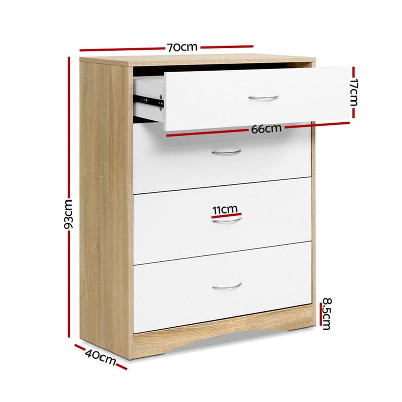Chest of Drawers Tallboy Dresser Table Bedroom Storage White Wood Cabinet - Bedzy Australia - Furniture > Living Room