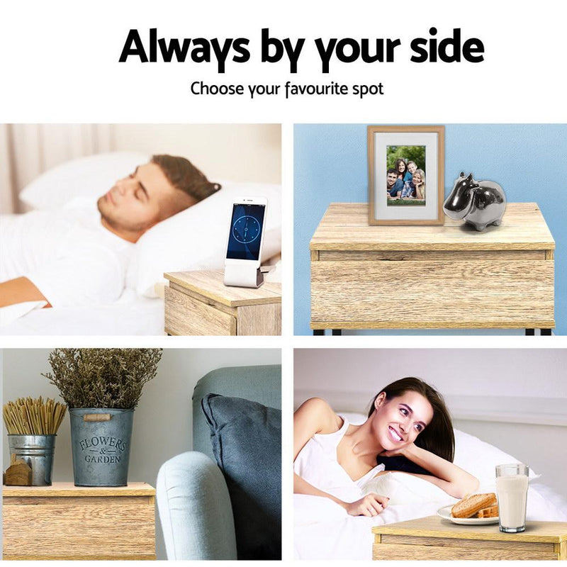 Chest Style Metal Bedside Table - Bedzy Australia - Furniture > Bedroom