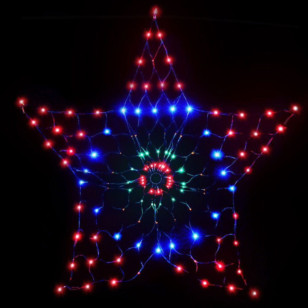 Christmas Lights Motif LED Star Net Waterproof Outdoor Colourful - Bedzy Australia