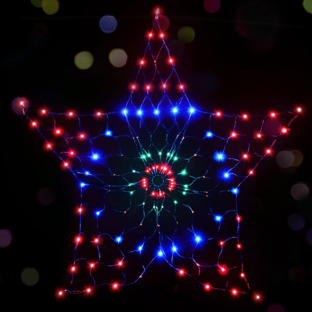 Christmas Lights Motif LED Star Net Waterproof Outdoor Colourful - Bedzy Australia