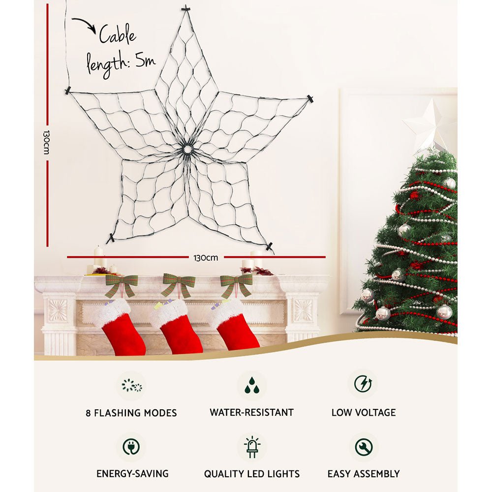 Christmas Lights Motif LED Star Net Waterproof Outdoor Colourful - Bedzy Australia