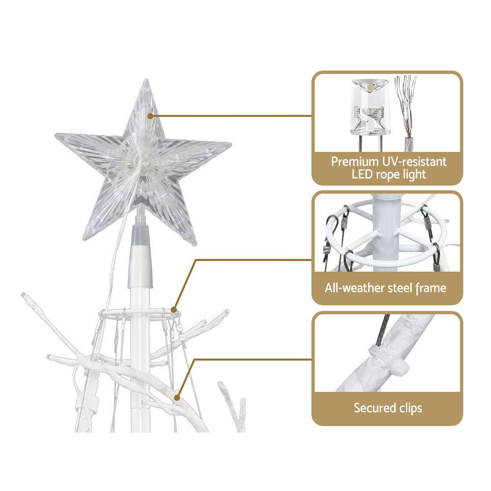 Christmas Tree 1.8M 320 LED Xmas Cold White Lights Optic Fibre - Bedzy Australia