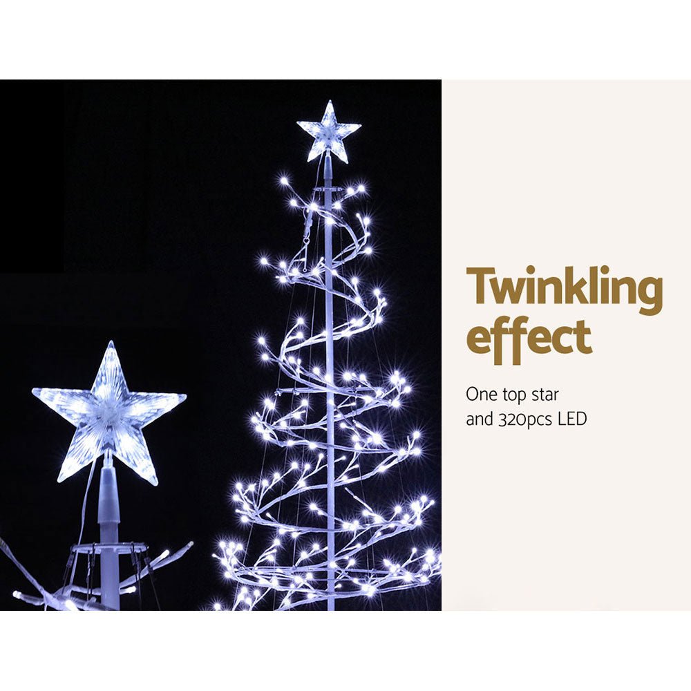 Christmas Tree 1.8M 320 LED Xmas Cold White Lights Optic Fibre - Bedzy Australia