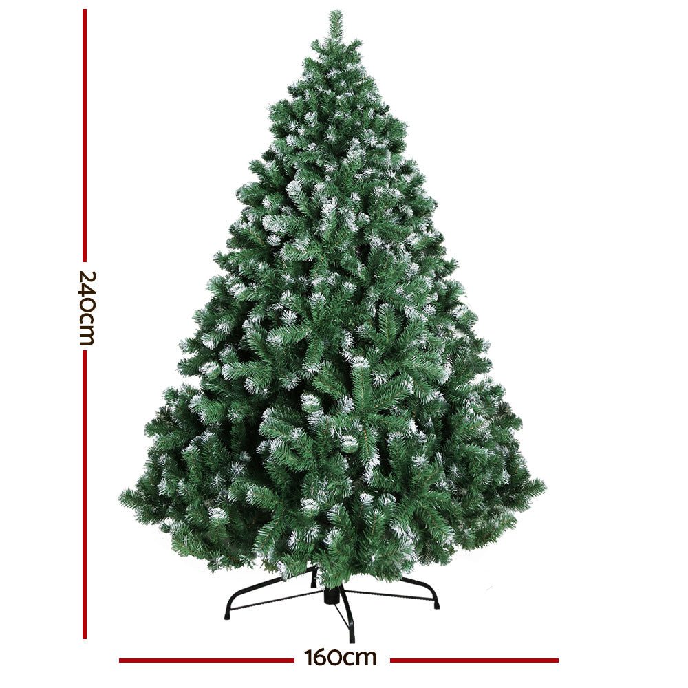 Christmas Tree 2.4M Xmas Trees Decorations Snowy 1500 Tips - Bedzy Australia
