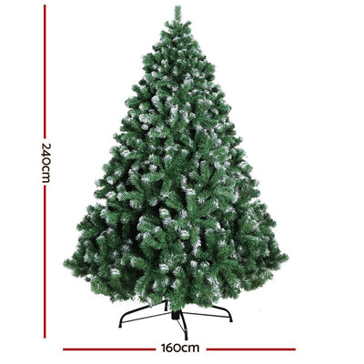 Christmas Tree 2.4M Xmas Trees Decorations Snowy 1500 Tips - Bedzy Australia