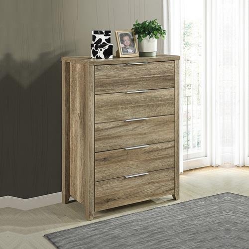 Cielo Tallboy Bedroom Drawer Cabinet Oak - Bedzy Australia
