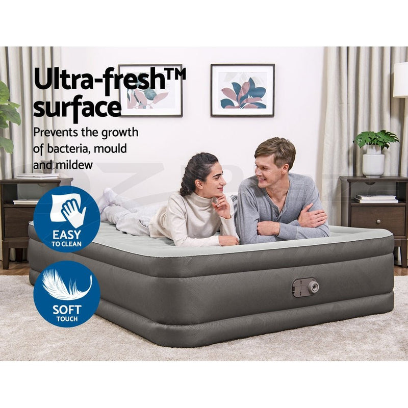 46 CM Thickness Air Bed Inflatable Mattress with Built in Pump - Queen Size - Outdoor > Camping - Bedzy Australia