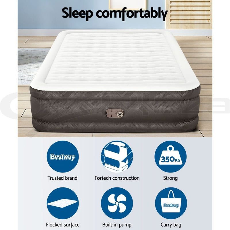 46 CM Thickness Air Bed Inflatable Mattress with Built in Pump - Queen Size - Outdoor > Camping - Bedzy Australia