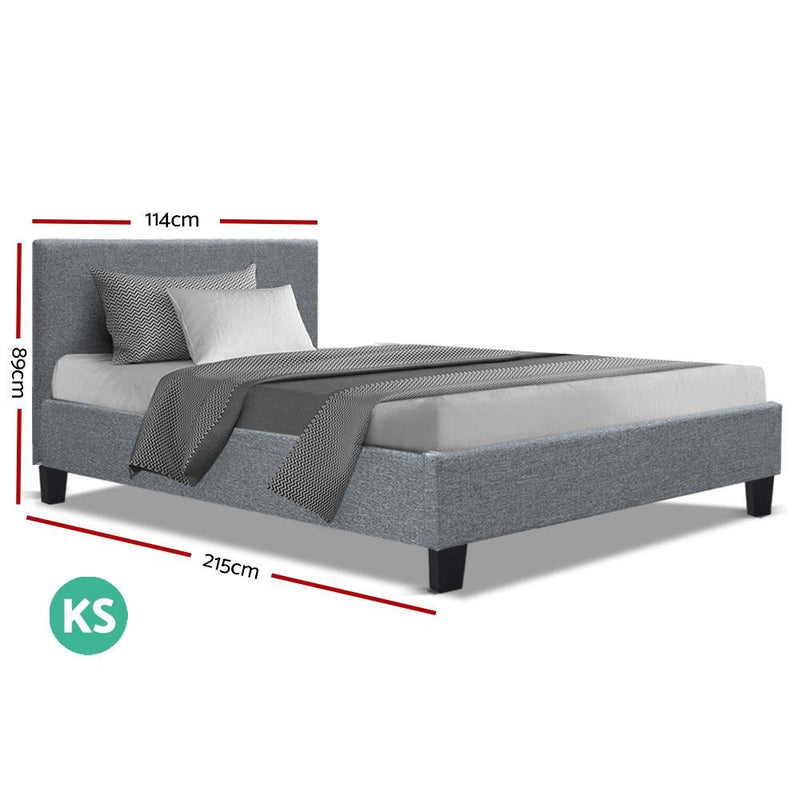Coogee King Single Bed Frame Grey - Bedzy Australia