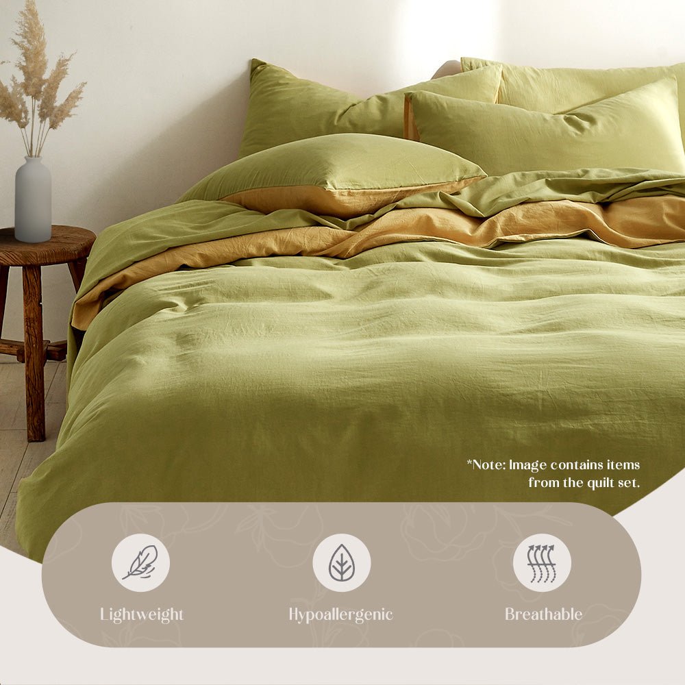 Deluxe Duvet Cover Quilt Set Double Flat Cover Pillow Case Yellow Inspired Double - Bedzy Australia