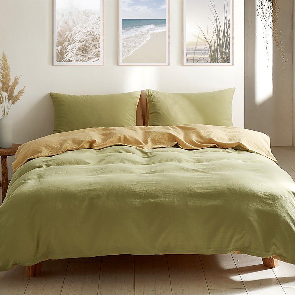 Deluxe Duvet Cover Quilt Set Double Flat Cover Pillow Case Yellow Inspired Double - Bedzy Australia