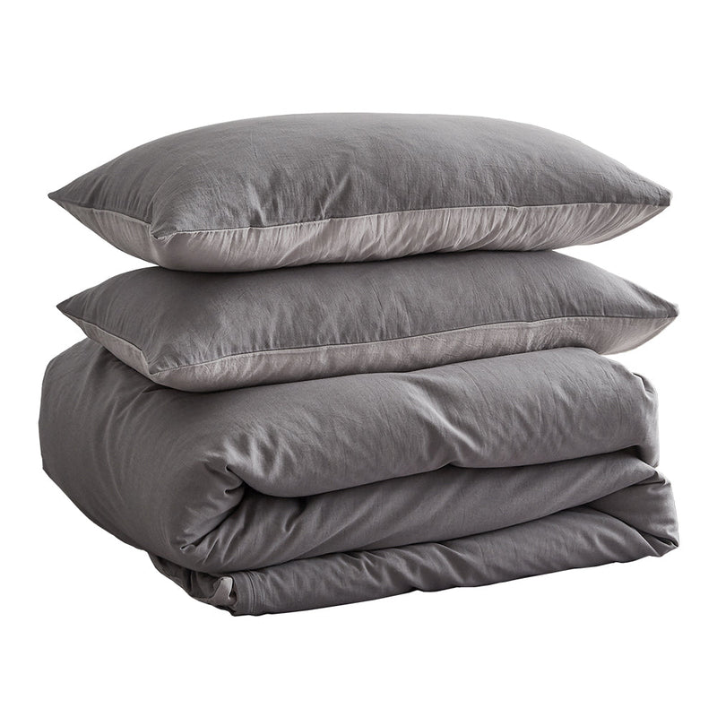 Deluxe Duvet Cover Quilt Set King Flat Cover Pillow Case Grey Inspired - Bedzy Australia