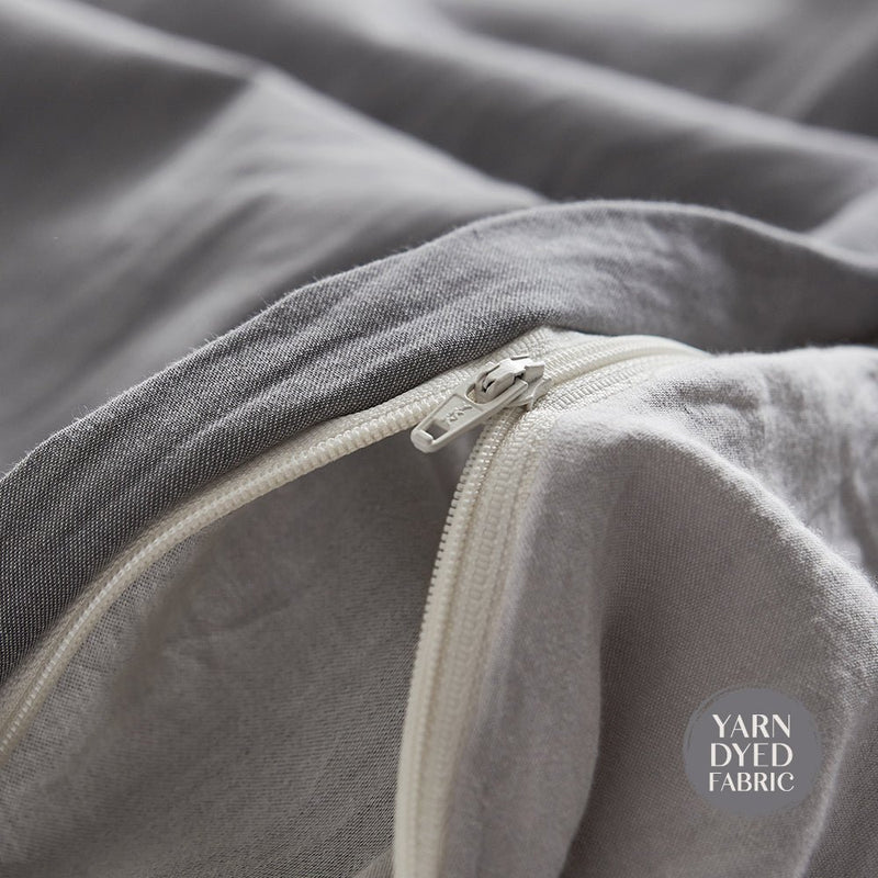 Deluxe Duvet Cover Quilt Set Single Flat Cover Pillow Case Grey Inspired - Bedzy Australia