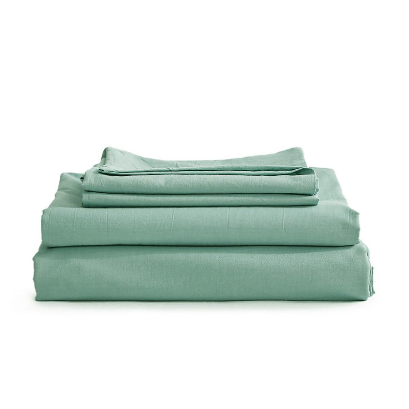 Deluxe Sheet Set Bed Sheets Set Double Flat Cover Pillow Case Green Essential - Bedzy Australia