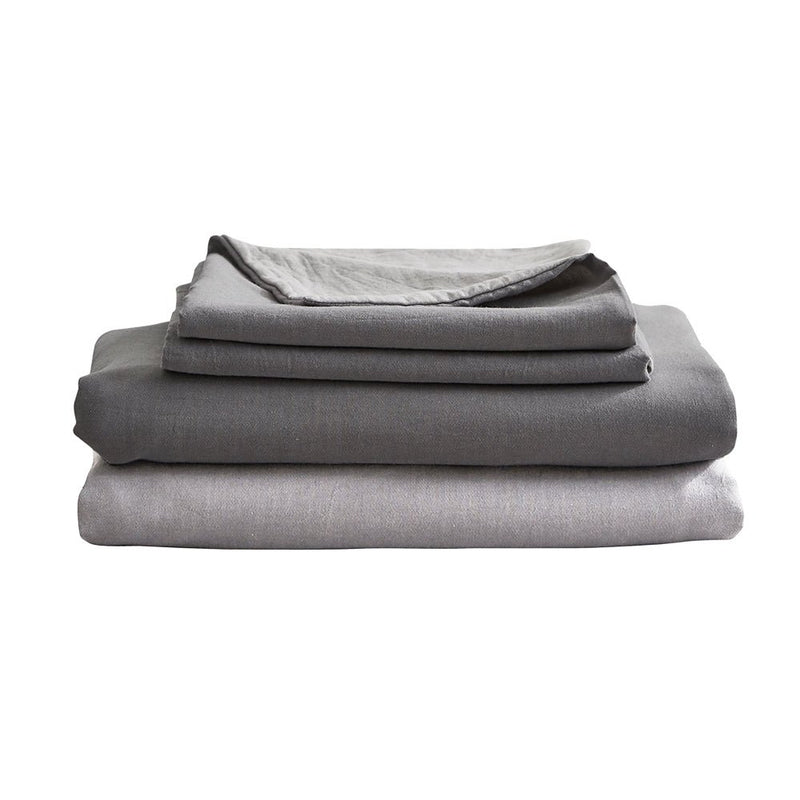 Deluxe Sheet Set Bed Sheets Set Double Flat Cover Pillow Case Grey Inspired - Bedzy Australia