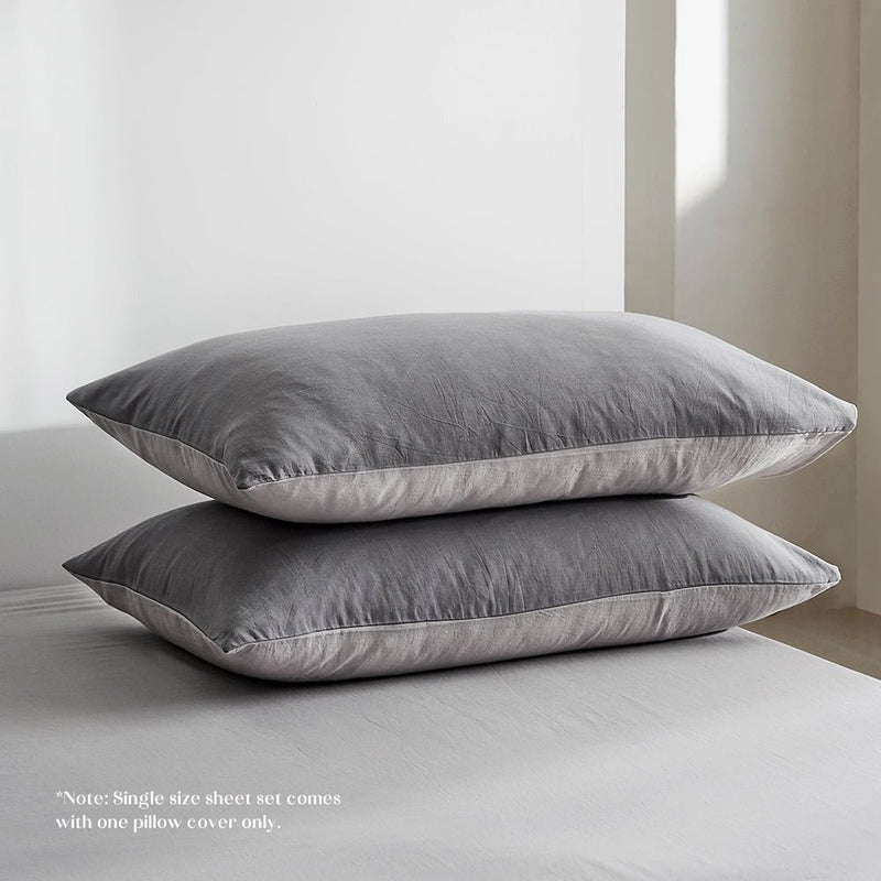 Deluxe Sheet Set Bed Sheets Set Double Flat Cover Pillow Case Grey Inspired - Bedzy Australia