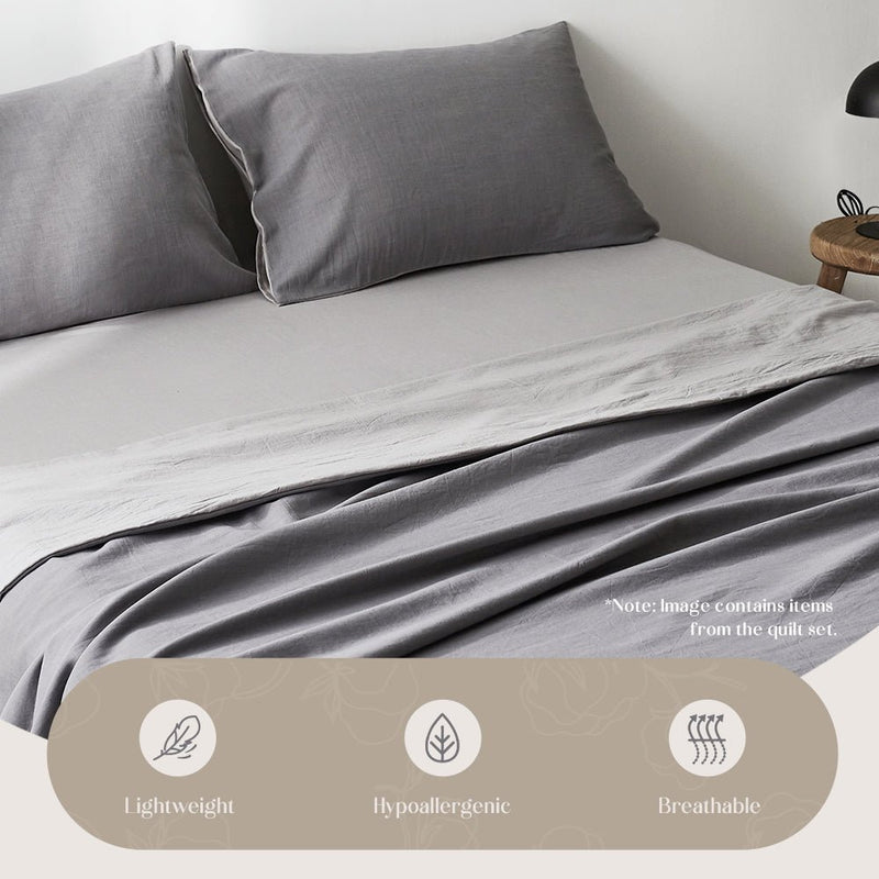 Cosy Club Sheet Set Bed Sheets Set Double Flat Cover Pillow Case Grey Inspired - Bedzy Australia (ABN 18 642 972 209) - Home & Garden > Bedding