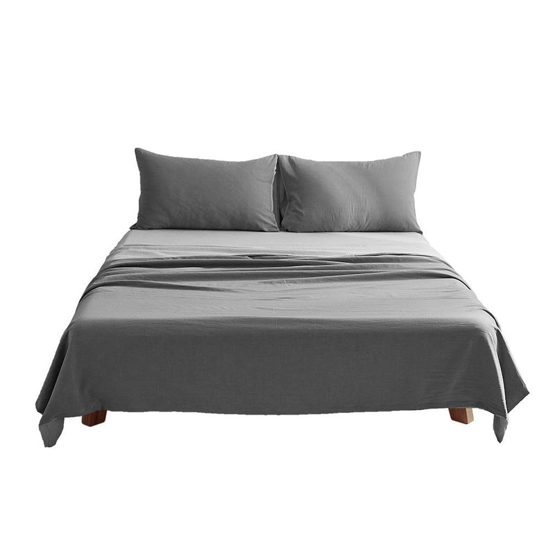 Deluxe Sheet Set Bed Sheets Set Double Flat Cover Pillow Case Grey Inspired - Bedzy Australia