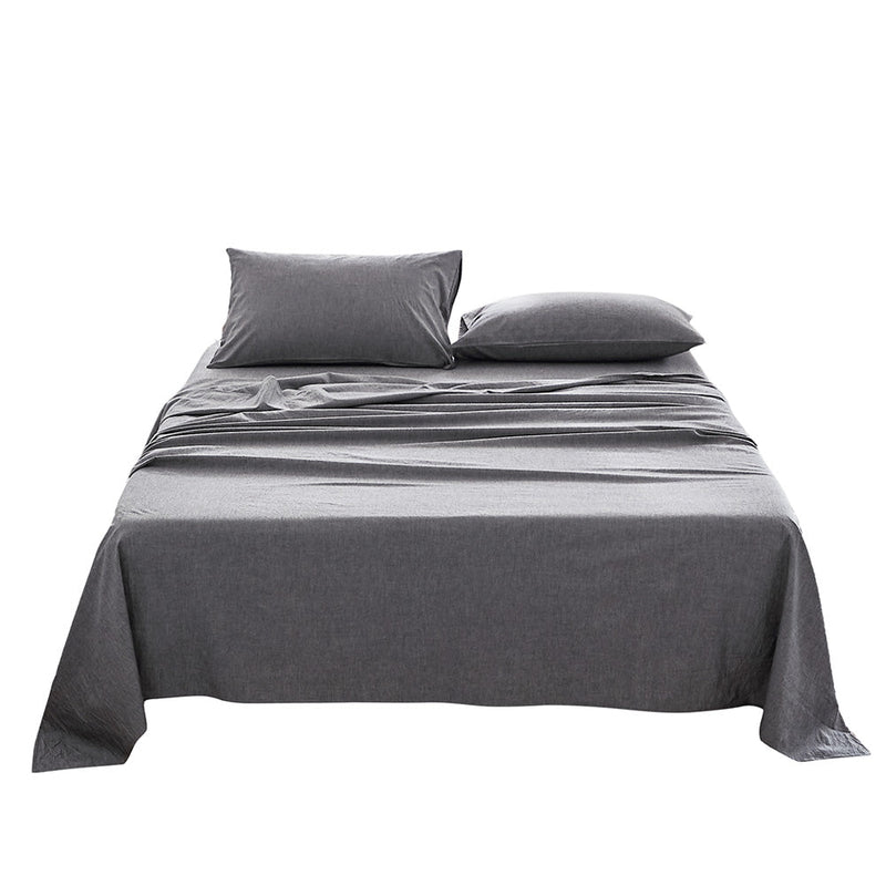 Cosy Club Sheet Set Bed Sheets Set Single Flat Cover Pillow Case Black Essential - Bedzy Australia (ABN 18 642 972 209) - Home & Garden > Bedding